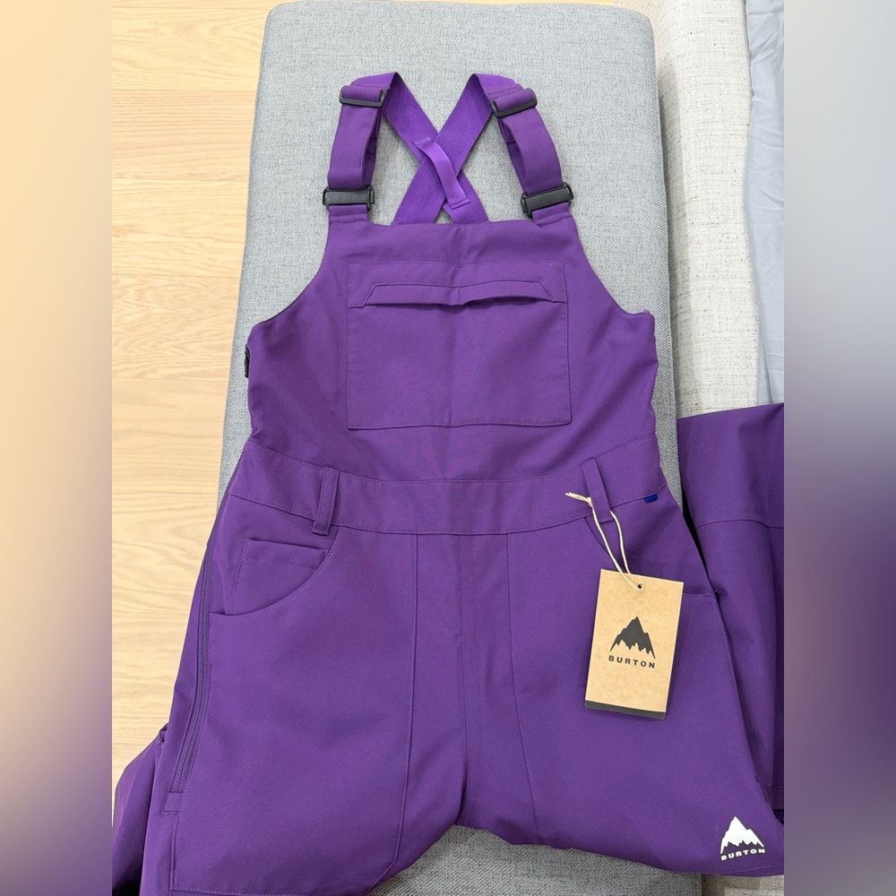 WOMEN'S BURTON AVALON BIB PANTS SIZE SMALL PURPLE - Picture 3 of 11